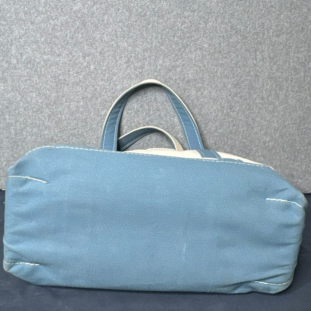 L.L. Bean Boat And Tote Bag Medium Blue Canvas USA Monogram Preppy Coastal - Picture 5 of 15